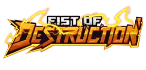 Fist of Destruction slot logo featuring 8-bit street fighters
