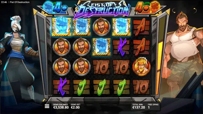 Bonus Ultimate Throwdown di Hacksaw Gaming Fist of Destruction con Victory Level elevato